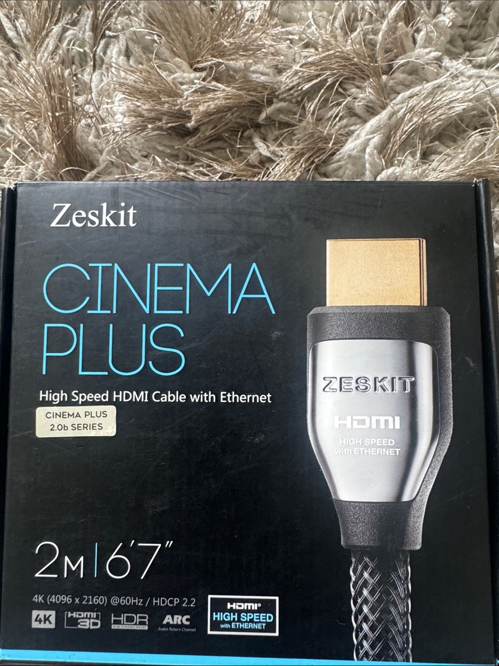 Zeskit Cinema Plus 4K 3ft High Speed with Ethernet 22.28Gbps HDMI 2.0b Cable, Co